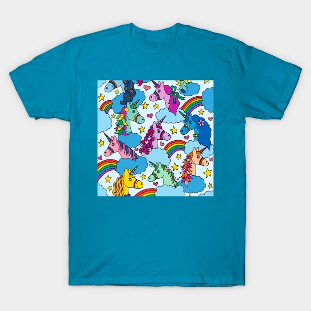 Unicorns and Rainbows T-Shirt by HLeslie Design